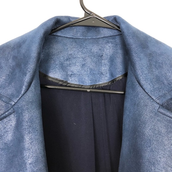 Vintage Blue Leather Mid Length Jacket Sz S - Picture 8 of 12